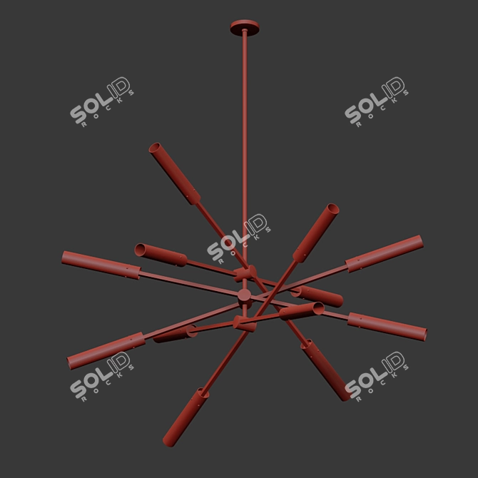 Modern Brass Flute LED Chandelier 3D model image 2