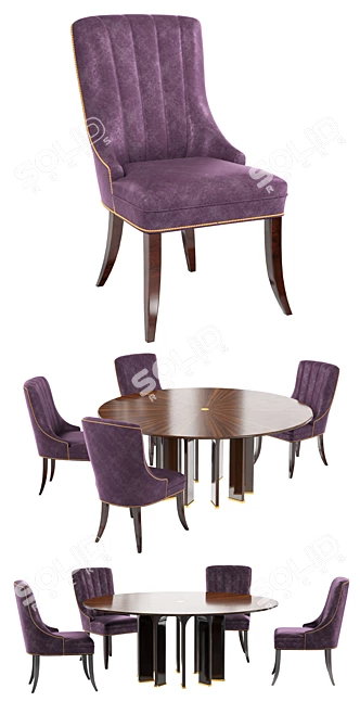 Elegant Baker Dining Set 3D model image 2