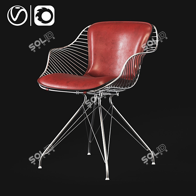 Sleek Wire Dining Chair 3D model image 1