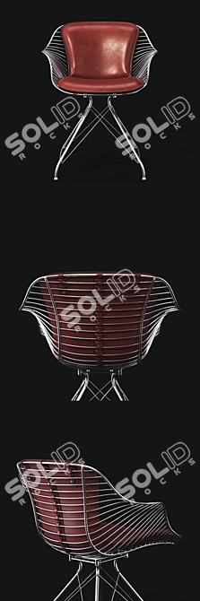 Sleek Wire Dining Chair 3D model image 2