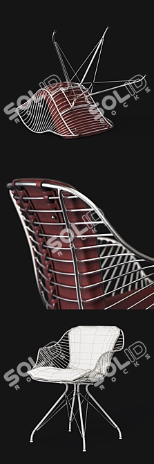 Sleek Wire Dining Chair 3D model image 3