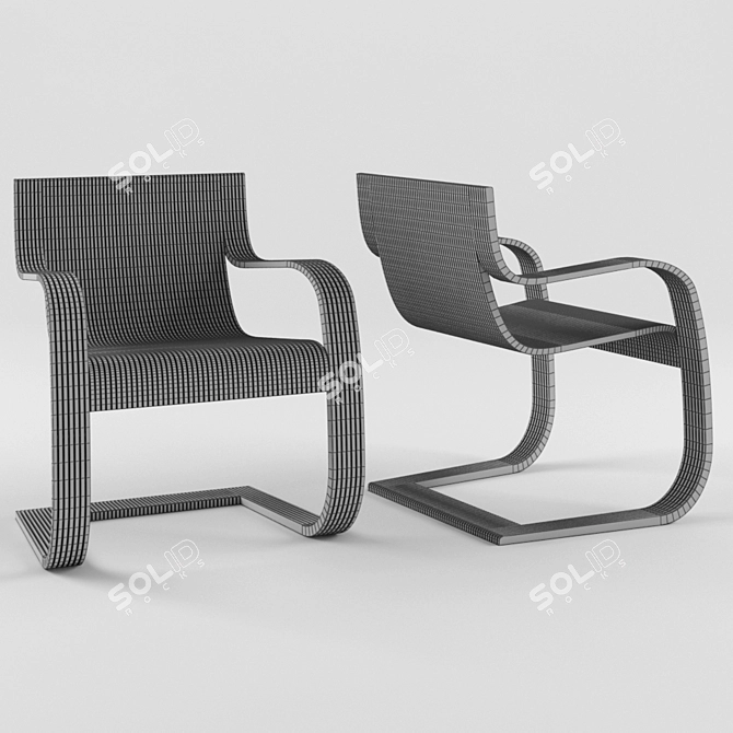 Sleek Streamline Lounge Chair 3D model image 3