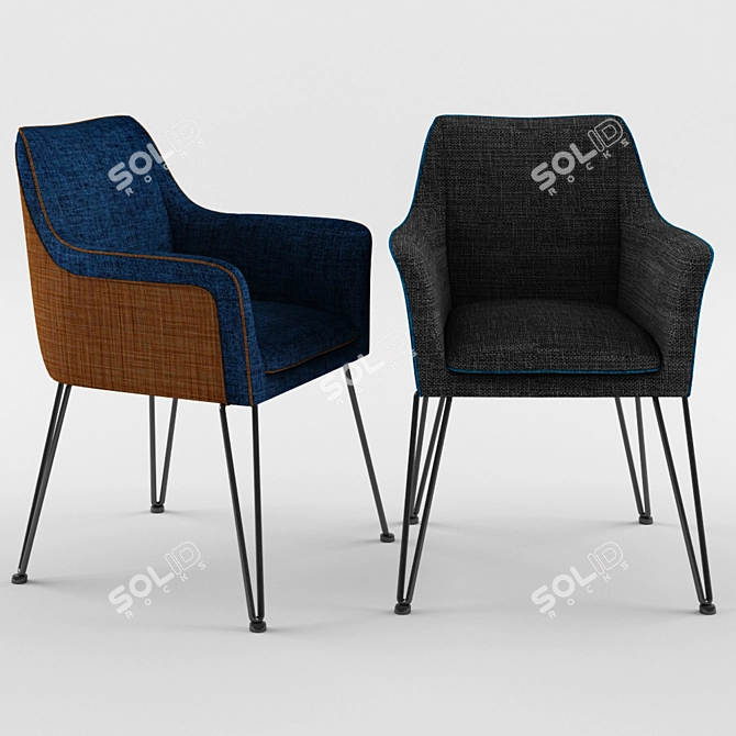 Industrial Style Dining Chair 3D model image 2