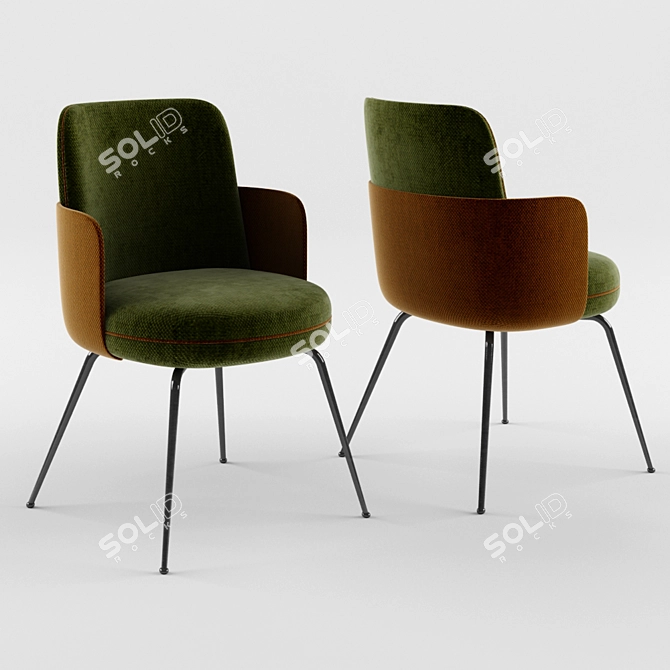 Elegant Armrest Chair: Wittmann Merwyn 3D model image 1