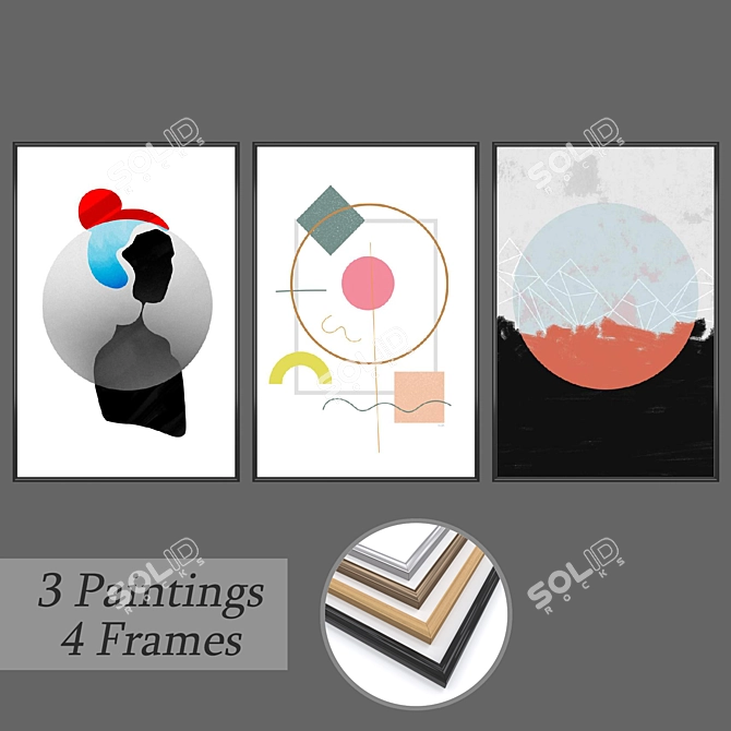 Elegant Wall Art Set - No. 729 3D model image 1