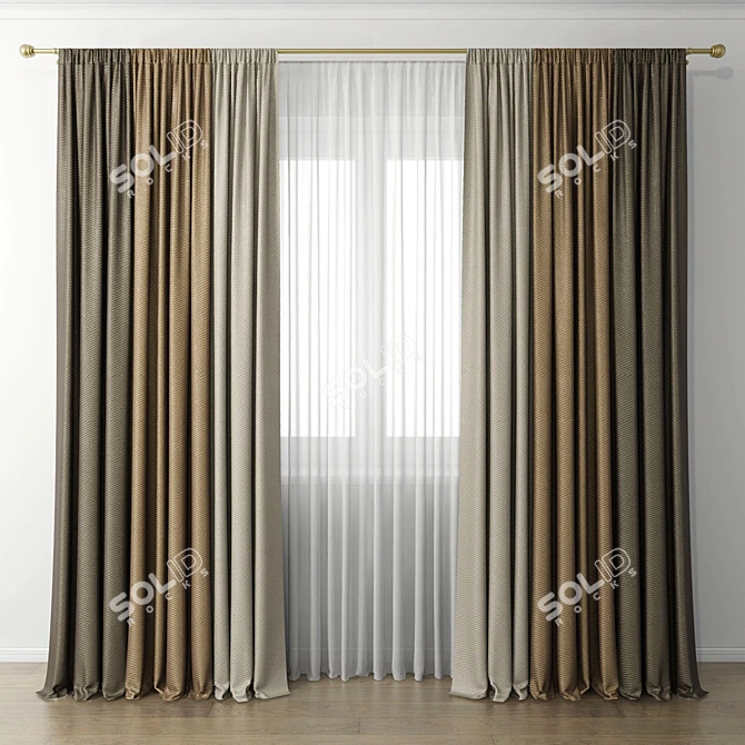 Elegant Window Drapes 3D model image 1