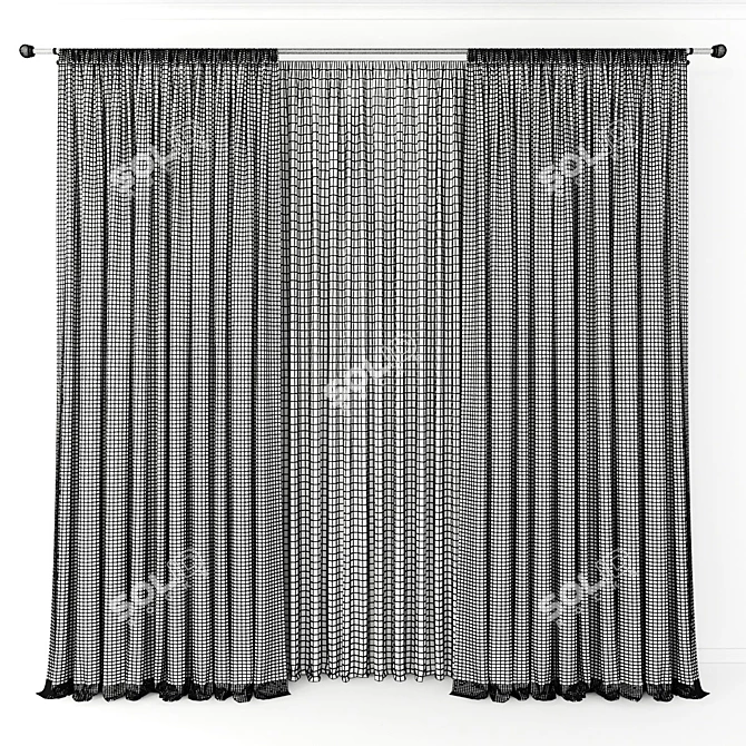 Elegant Window Drapes 3D model image 2