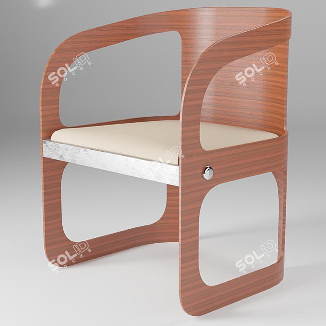 Modern Wood Chair 3D model image 1