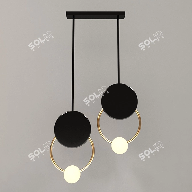 Golden Band Ceiling Light: Elegant Illumination 3D model image 2