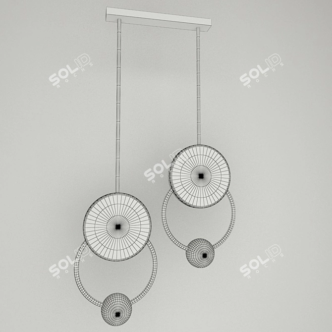 Golden Band Ceiling Light: Elegant Illumination 3D model image 3