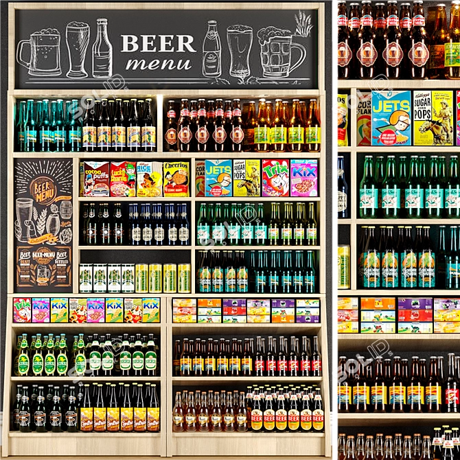 Supermarket Shelf: Beer, Cider & Cereal! 3D model image 1