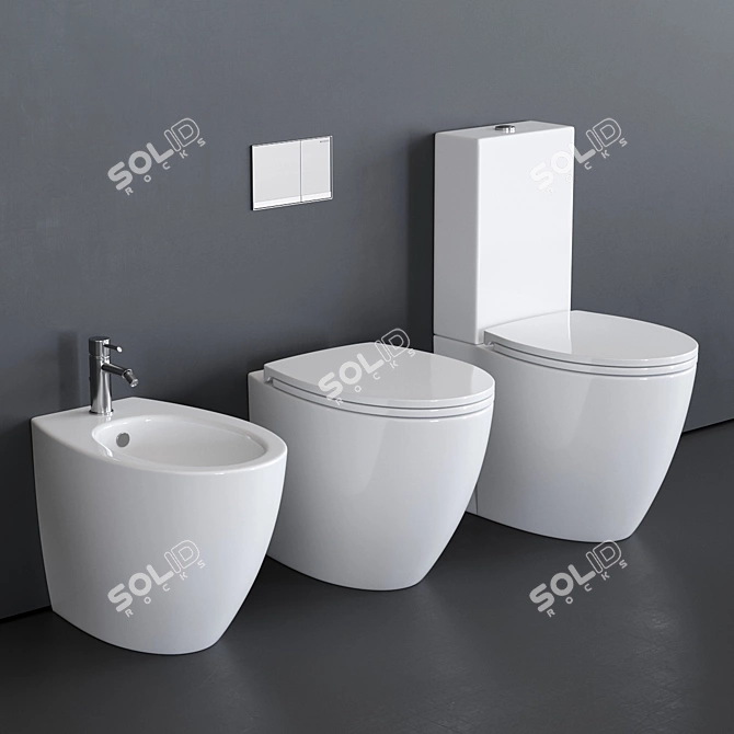 Velis Collection: Ceramic Floor Mounted Toilet 3D model image 1