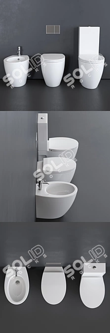 Velis Collection: Ceramic Floor Mounted Toilet 3D model image 2