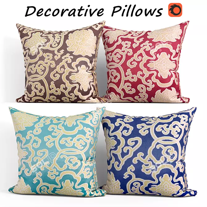 Luxury Decor Set: CaliTime Pillows 3D model image 1
