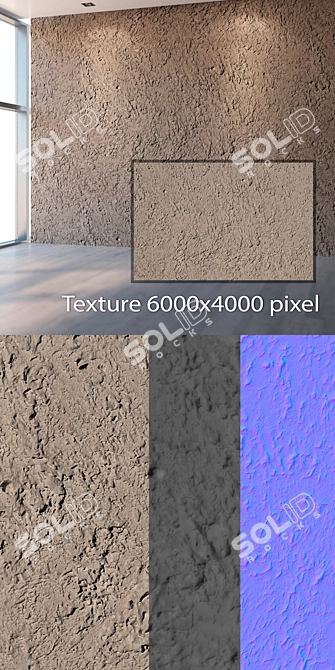 Seamless Rough Plaster Texture 3D model image 2