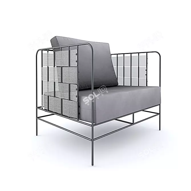 Elegant Metal Outdoor Armchair 3D model image 1