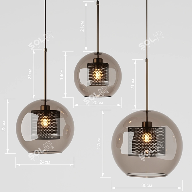 Industrial Amber Pendant Light 3D model image 2