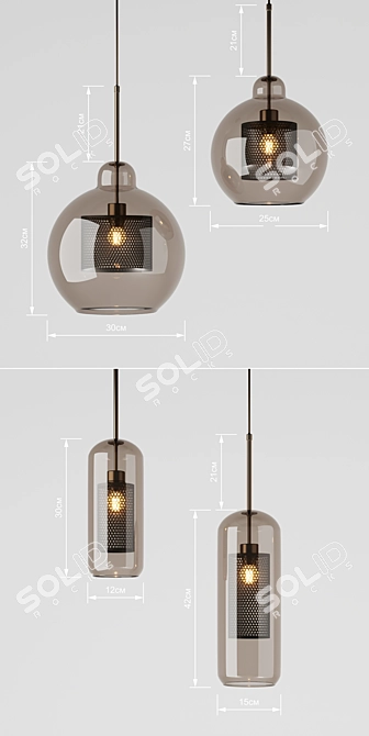 Industrial Amber Pendant Light 3D model image 3