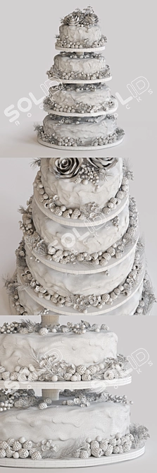 Elegant Wedding Cake 3D model image 3