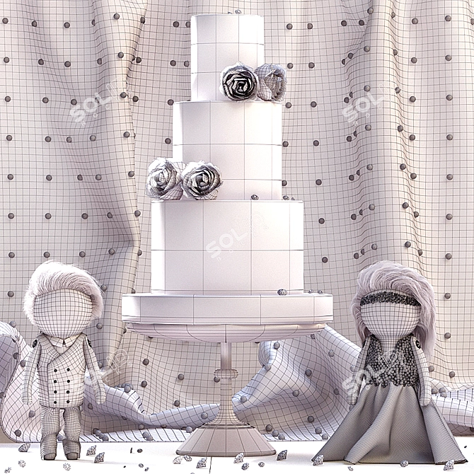 Elegant Wedding Table Decor 3D model image 3
