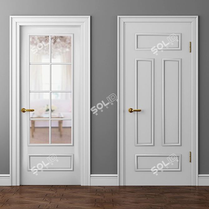 Parisian Elegance: Volkhovets Double Doors 3D model image 2