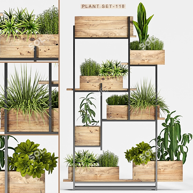 Elegant Greenery: Decorative Planter Set 3D model image 1