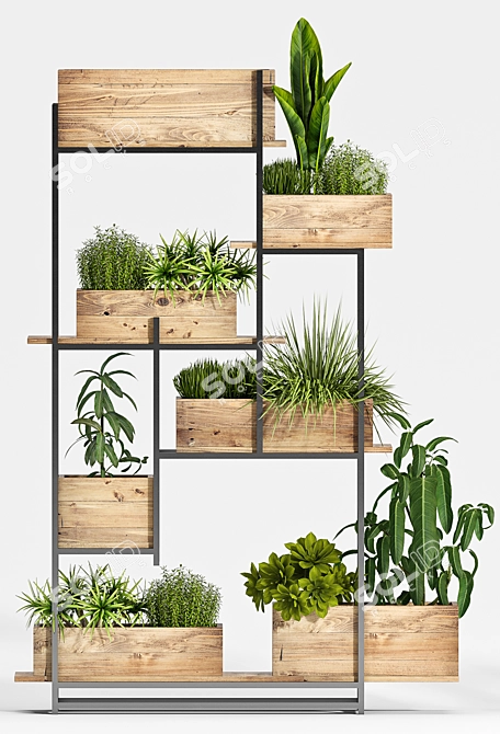 Elegant Greenery: Decorative Planter Set 3D model image 2