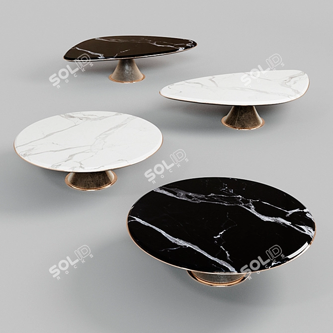 Sleek Marble Gehry Coffee Tables 3D model image 1