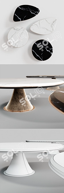 Sleek Marble Gehry Coffee Tables 3D model image 2