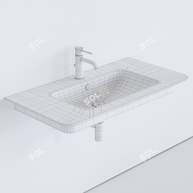 Green Up Wall-mounted Ceramic Washbasin 3D model image 3