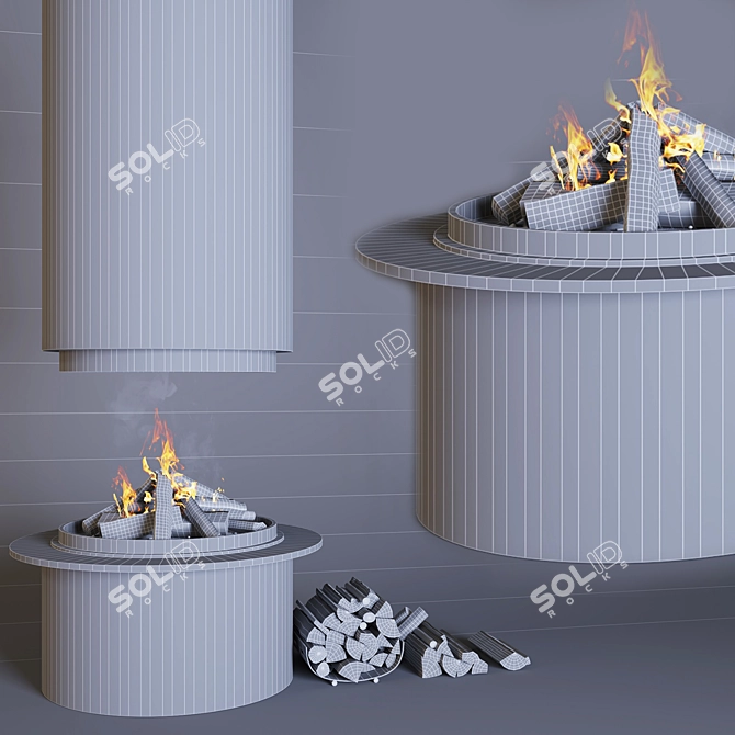 Modern Stylish Island Fireplace 3D model image 3