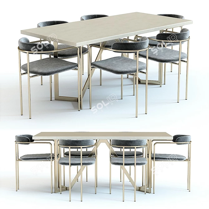 West Elm Tower Table and Lenox Chairs Set 3D model image 1