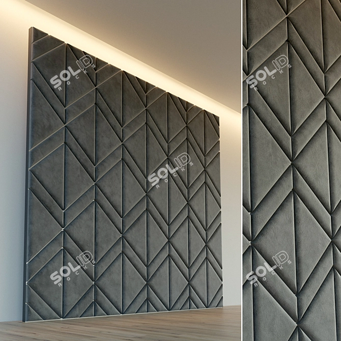Sleek Metallic Soft Wall Panel 3D model image 1