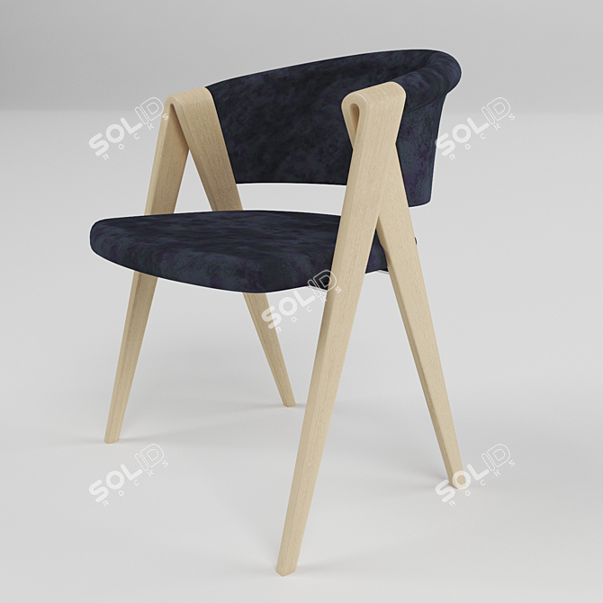 Wooden Velvet Counter Chair 3D model image 1