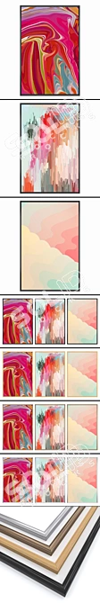 Wall Art Set No 737: 3 Paintings, 4 Frame Options 3D model image 2