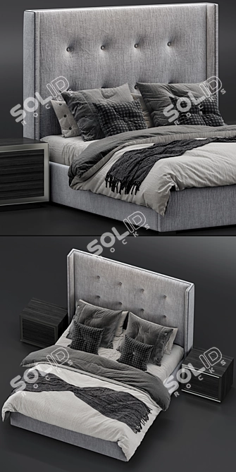 Luxury Tompkins Box Tufted Bed 3D model image 2