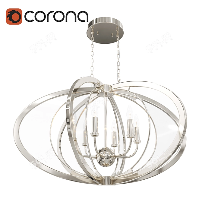 Elegant Oval Chandelier: Amherst 3D model image 1