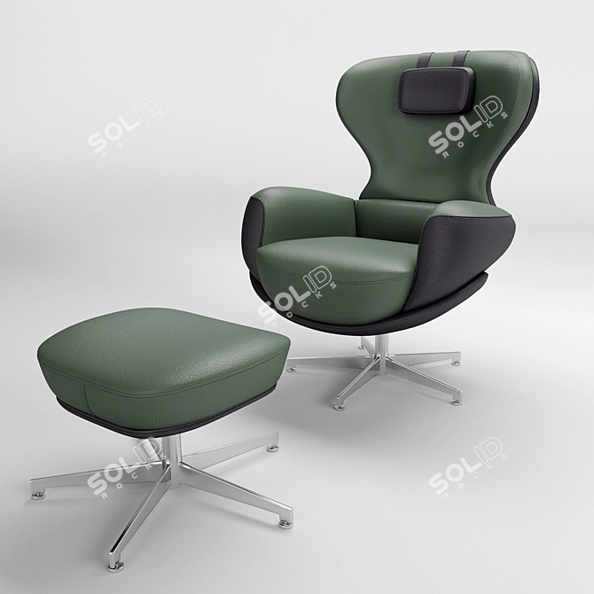 Elegant Swivel Leather Armchair 3D model image 1