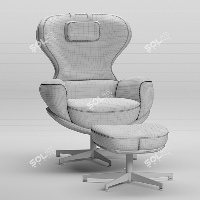 Elegant Swivel Leather Armchair 3D model image 3