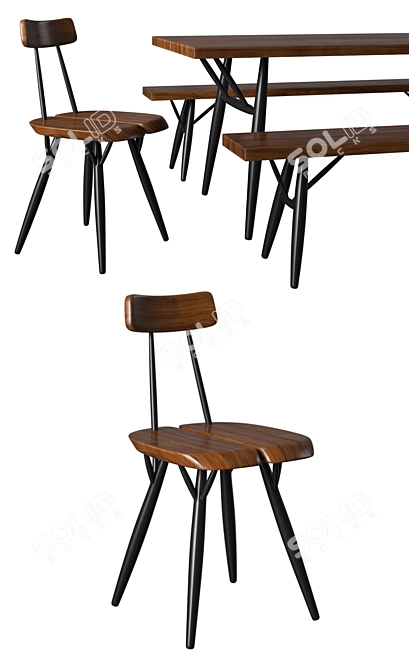Modern Artek Pirkka Collection: Table, Chair, Bench 3D model image 2