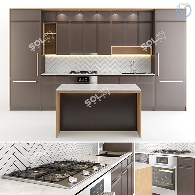 Realistic 3D Model Kitchen Set 3D model image 1