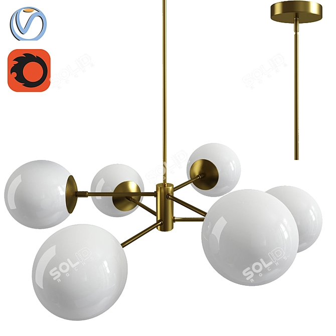 Satin Brass Modern Pendant Chandelier 3D model image 1