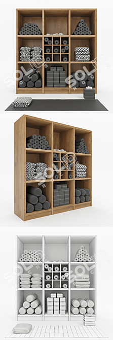 Yoga Storage Rack: Colorful & Monochrome Options 3D model image 3