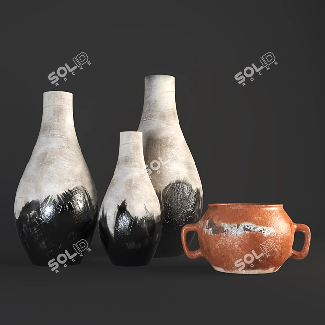 Rustic Charm Vase: No Plug-In 3D model image 1