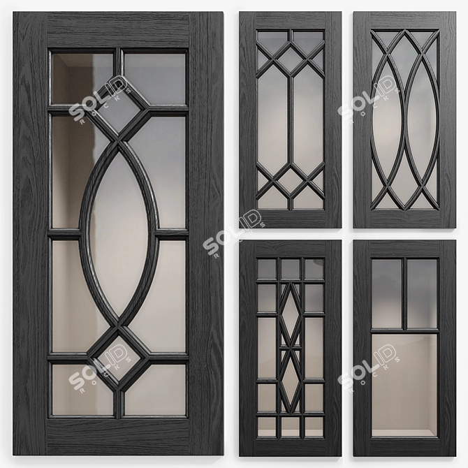 Elegant Mullion Cabinet Doors Set 3D model image 1