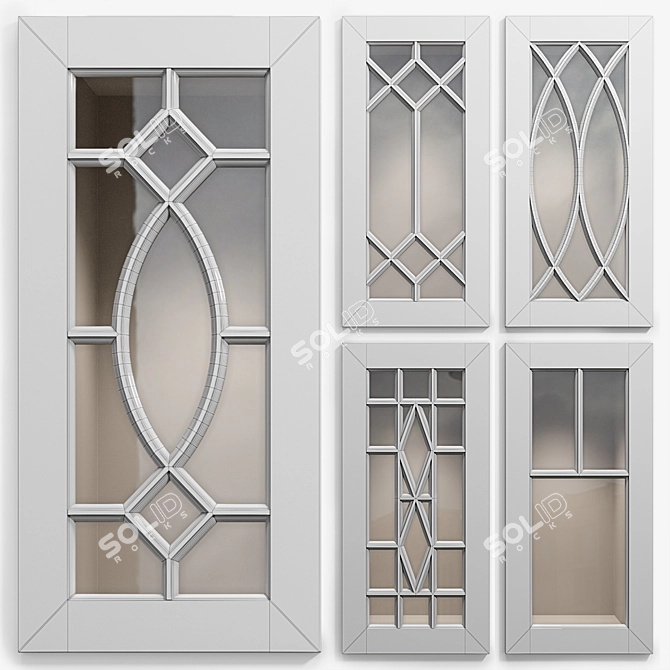 Elegant Mullion Cabinet Doors Set 3D model image 2