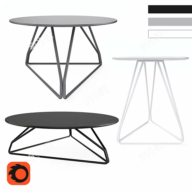 Modern Polygon Wire Table 3D model image 1