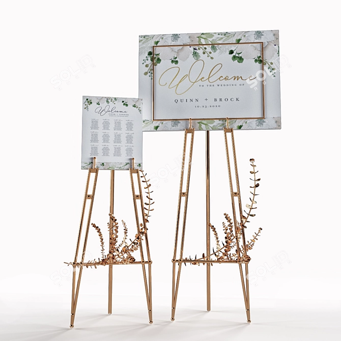 Wedding Welcome Board - Elegant Design 3D model image 1