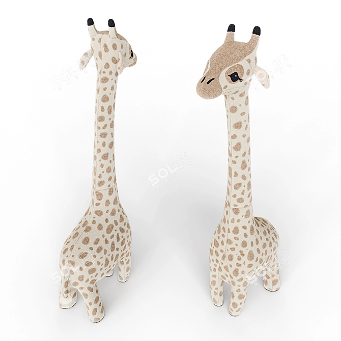 Gentle Giraffe Plush Toy 3D model image 1