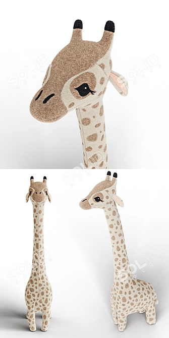 Gentle Giraffe Plush Toy 3D model image 2